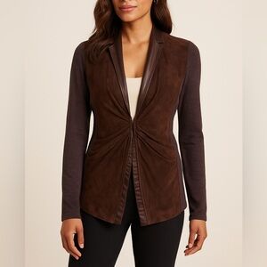 Brunello Cucinelli Leather Jacket Suede Cashmere Sweater